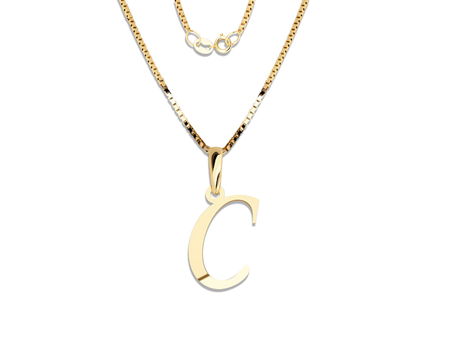 COLGANTE DE INICIAL EN CADENA DE ORO DE 14K