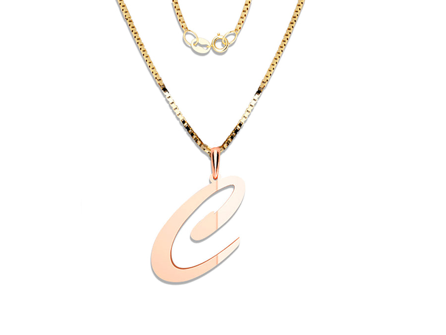 COLGANTE DE INICIAL EN CADENA DE ORO DE 14K