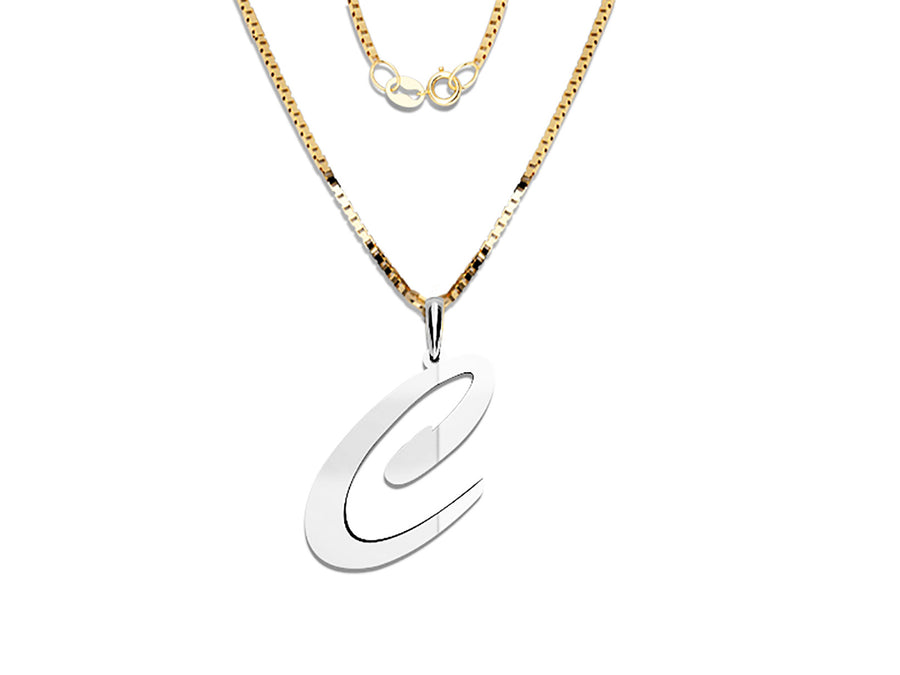 COLGANTE DE INICIAL EN CADENA DE ORO DE 14K