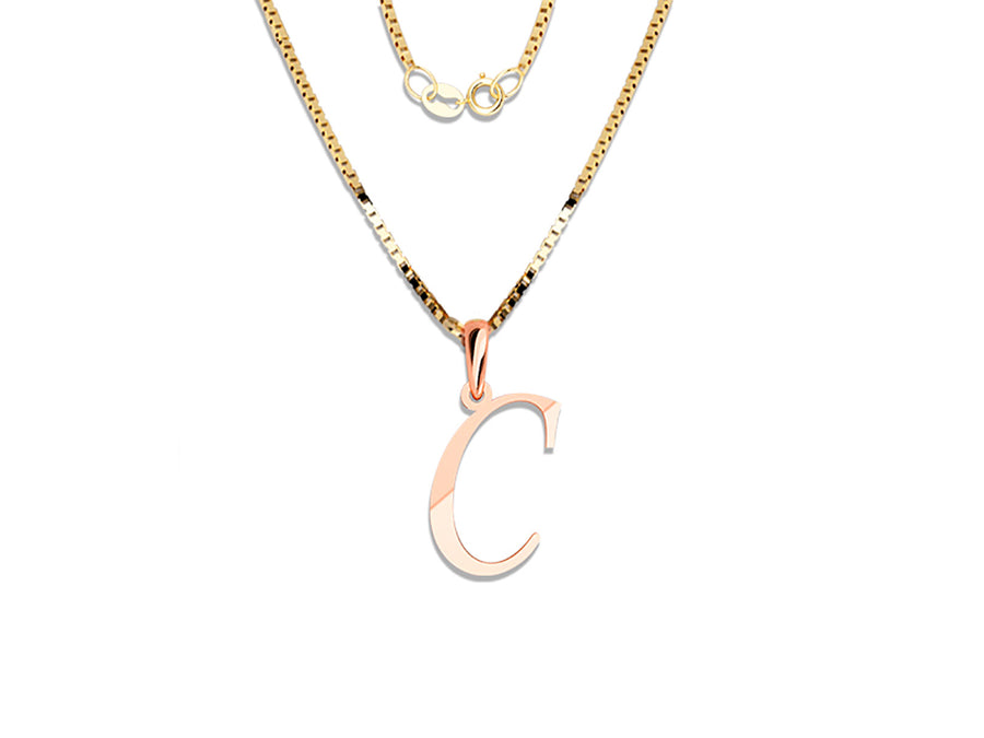 COLGANTE DE INICIAL EN CADENA DE ORO DE 14K