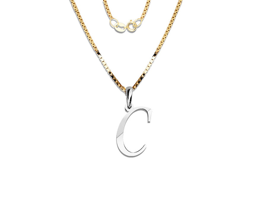 COLGANTE DE INICIAL EN CADENA DE ORO DE 14K