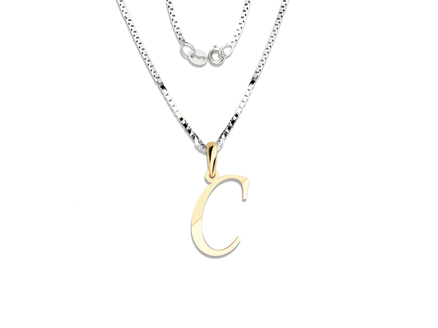 COLGANTE DE INICIAL EN CADENA DE ORO DE 14K