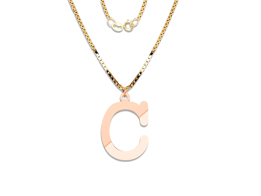 COLGANTE DE INICIAL EN CADENA DE ORO DE 14K