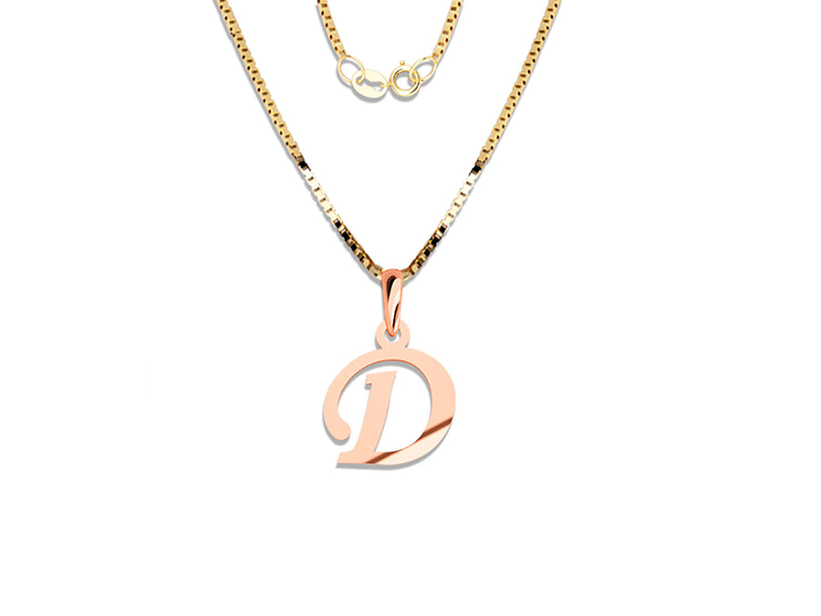 COLGANTE DE INICIAL EN CADENA DE ORO DE 14K