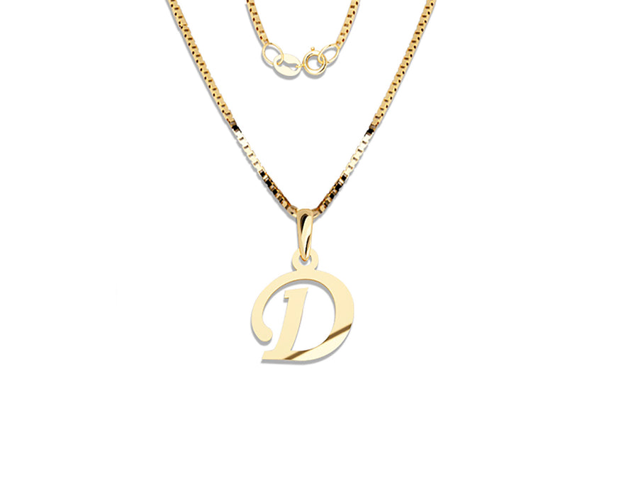 COLGANTE DE INICIAL EN CADENA DE ORO DE 14K