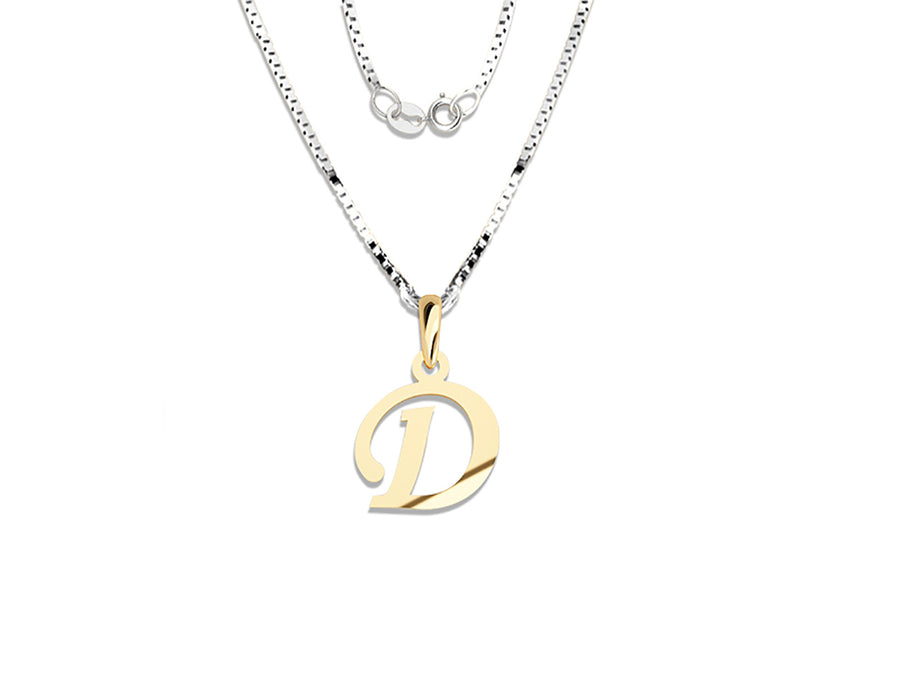 COLGANTE DE INICIAL EN CADENA DE ORO DE 14K