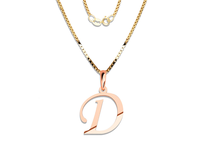 COLGANTE DE INICIAL EN CADENA DE ORO DE 14K