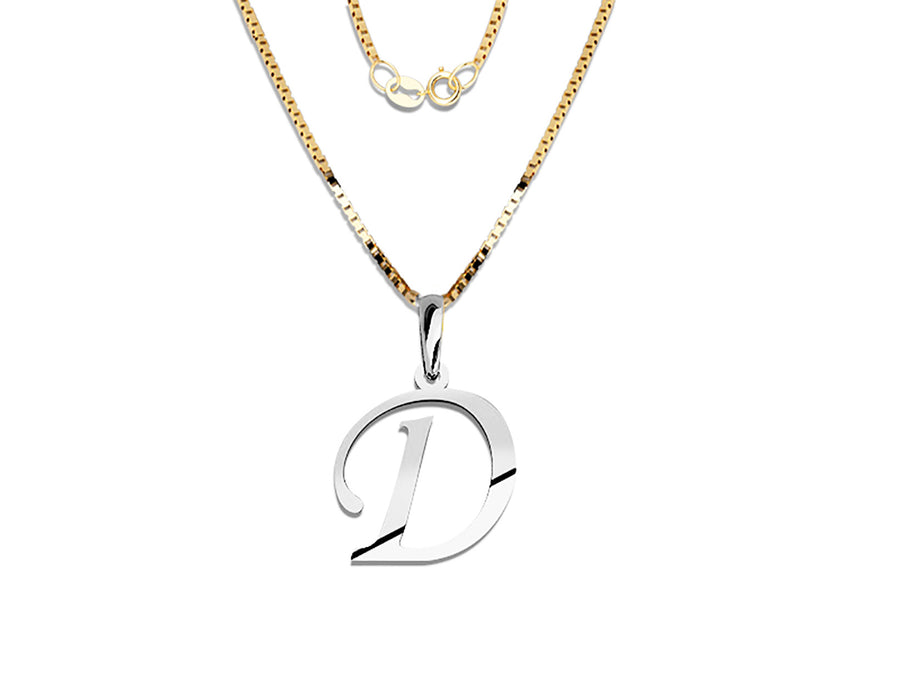 COLGANTE DE INICIAL EN CADENA DE ORO DE 14K