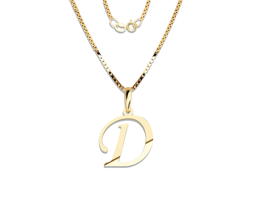 COLGANTE DE INICIAL EN CADENA DE ORO DE 14K