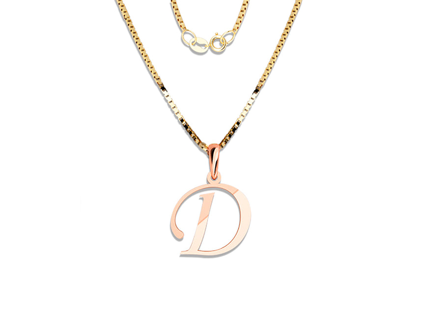 COLGANTE DE INICIAL EN CADENA DE ORO DE 14K