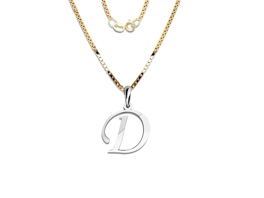 COLGANTE DE INICIAL EN CADENA DE ORO DE 14K