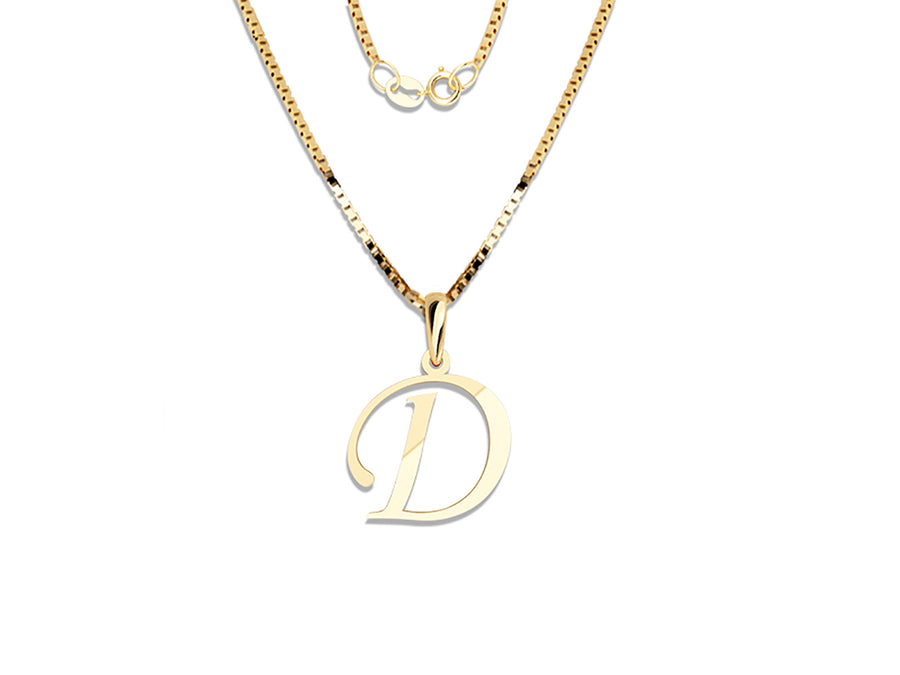 COLGANTE DE INICIAL EN CADENA DE ORO DE 14K