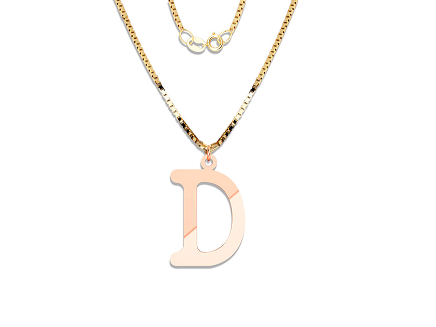 COLGANTE DE INICIAL EN CADENA DE ORO DE 14K