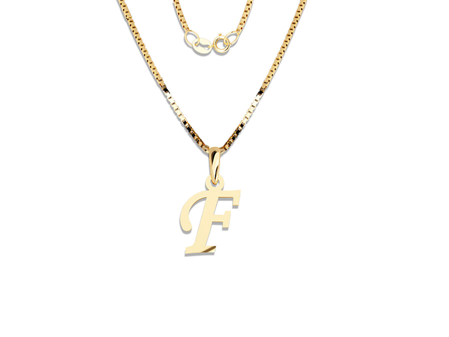 COLGANTE DE INICIAL EN CADENA DE ORO DE 14K