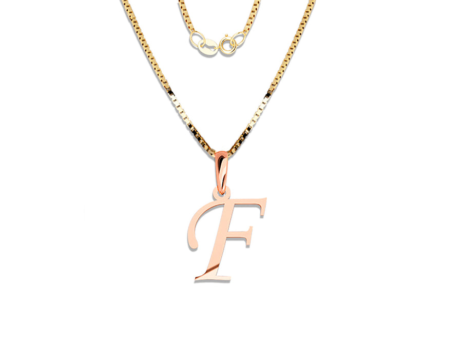COLGANTE DE INICIAL EN CADENA DE ORO DE 14K