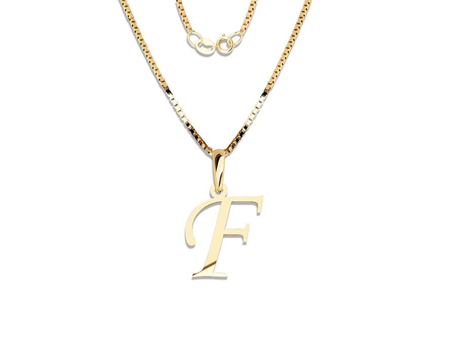 COLGANTE DE INICIAL EN CADENA DE ORO DE 14K