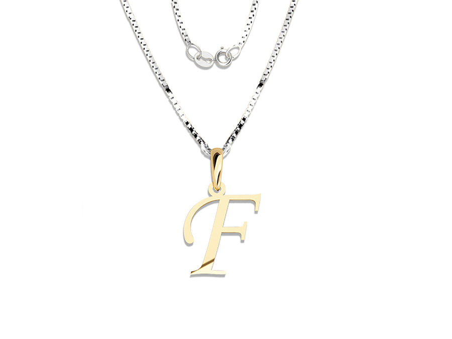 COLGANTE DE INICIAL EN CADENA DE ORO DE 14K