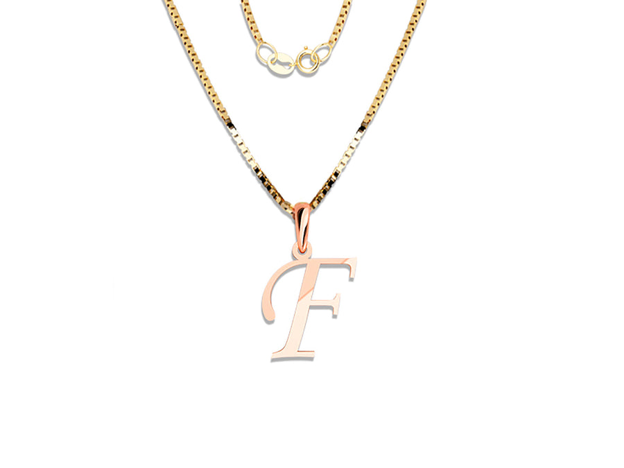 COLGANTE DE INICIAL EN CADENA DE ORO DE 14K