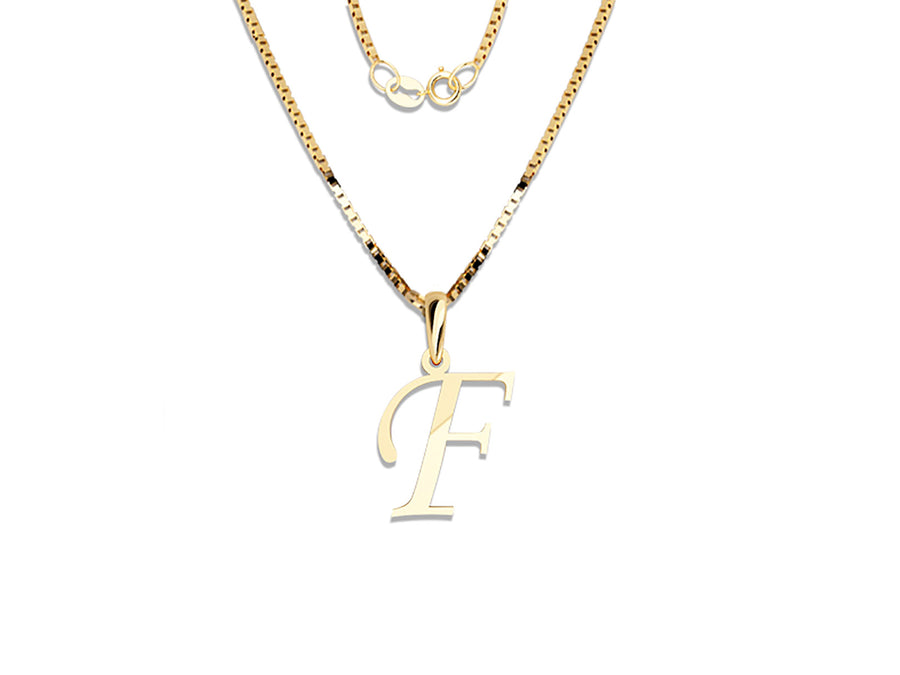 COLGANTE DE INICIAL EN CADENA DE ORO DE 14K