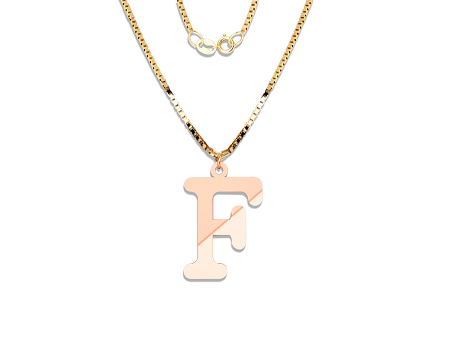 COLGANTE DE INICIAL EN CADENA DE ORO DE 14K