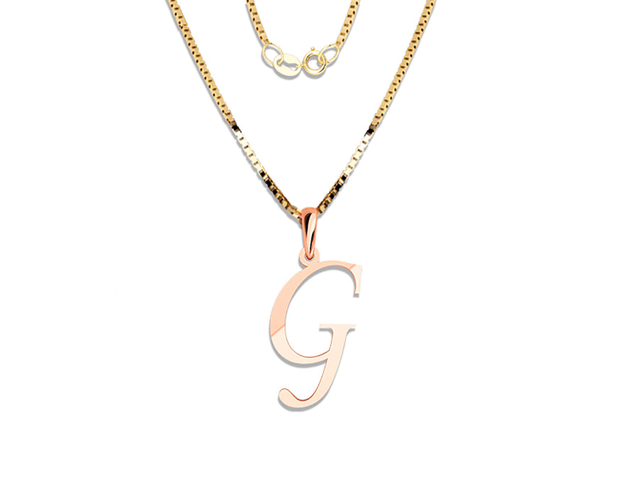 COLGANTE DE INICIAL EN CADENA DE ORO DE 14K