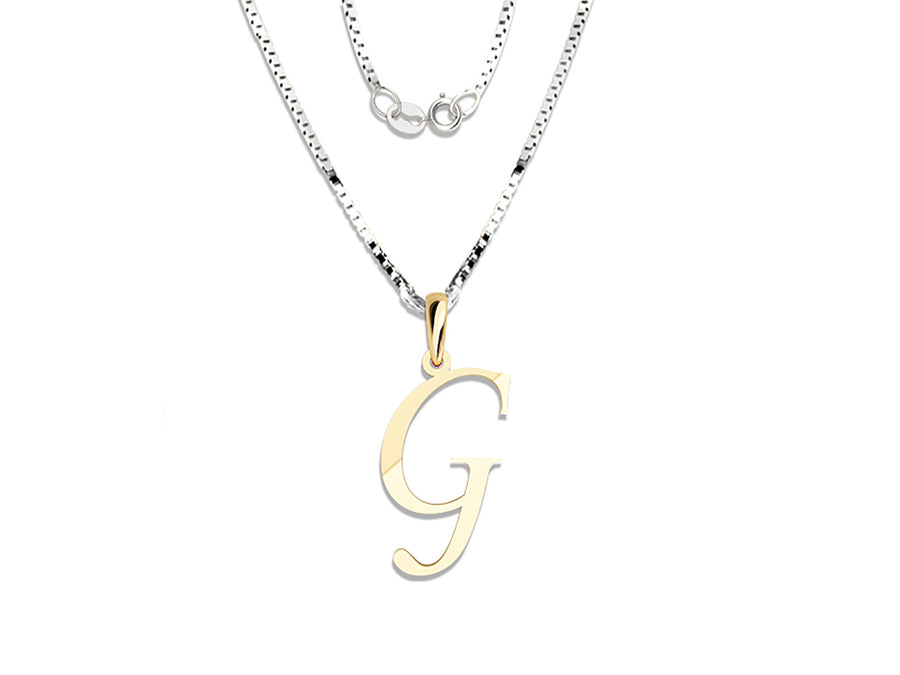 COLGANTE DE INICIAL EN CADENA DE ORO DE 14K