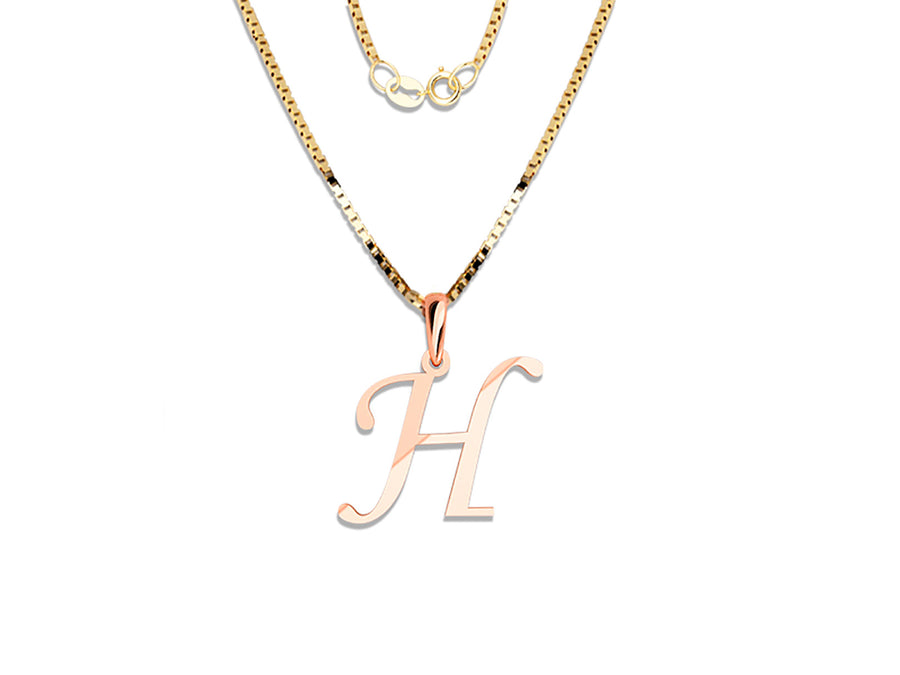 COLGANTE DE INICIAL EN CADENA DE ORO DE 14K