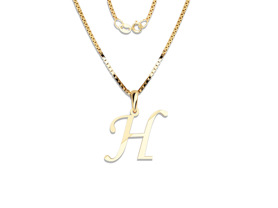 COLGANTE DE INICIAL EN CADENA DE ORO DE 14K