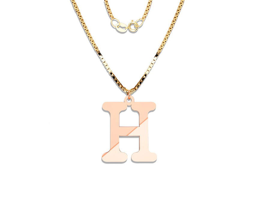 COLGANTE DE INICIAL EN CADENA DE ORO DE 14K