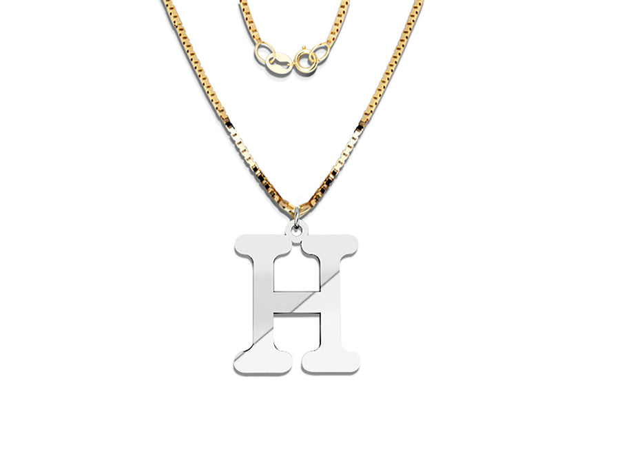 COLGANTE DE INICIAL EN CADENA DE ORO DE 14K