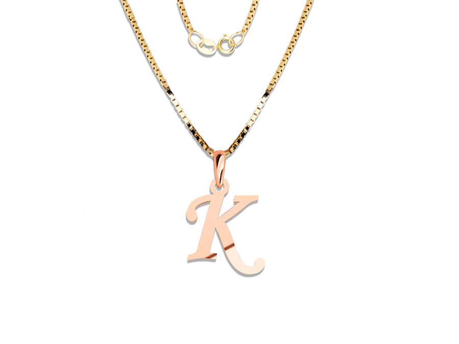 COLGANTE DE INICIAL EN CADENA DE ORO DE 14K
