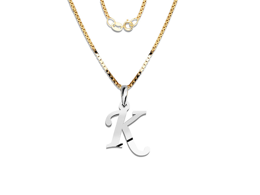 COLGANTE DE INICIAL EN CADENA DE ORO DE 14K
