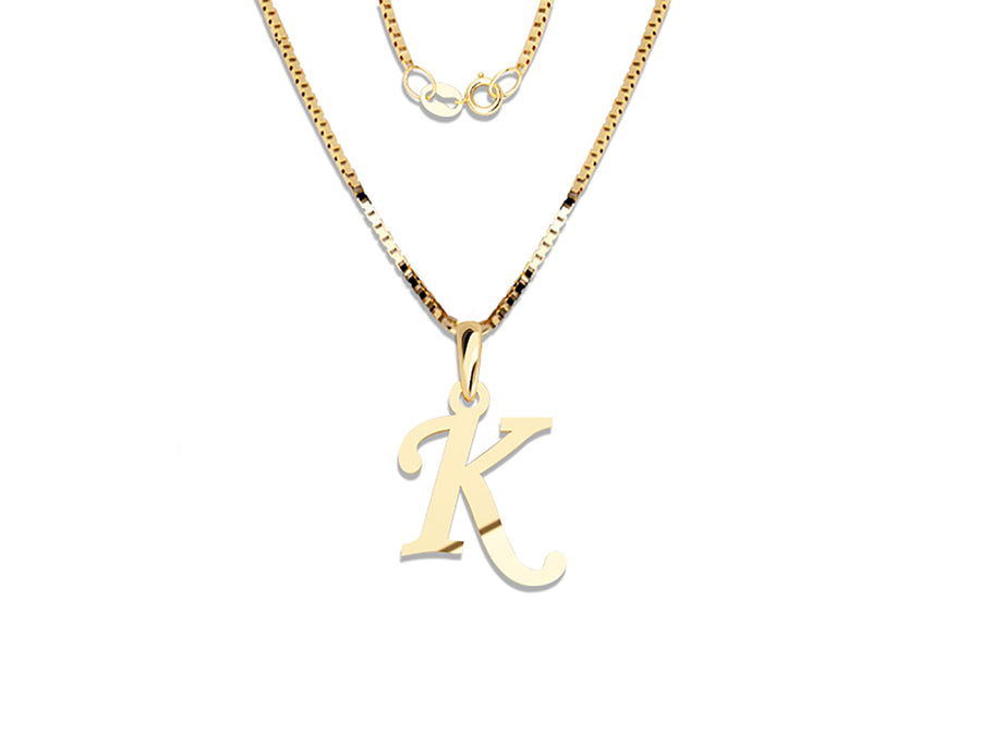 COLGANTE DE INICIAL EN CADENA DE ORO DE 14K