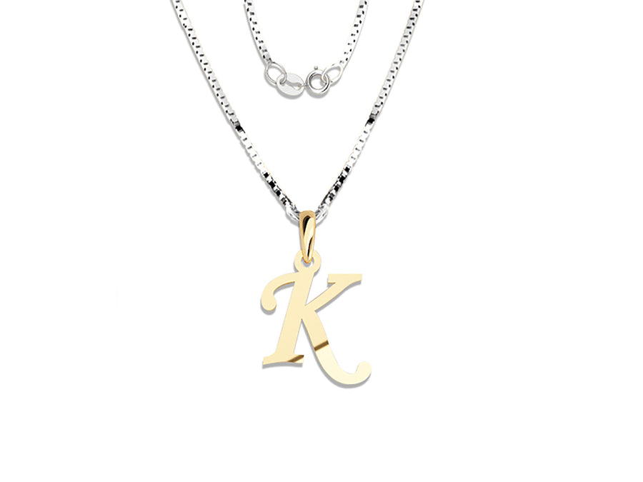 COLGANTE DE INICIAL EN CADENA DE ORO DE 14K