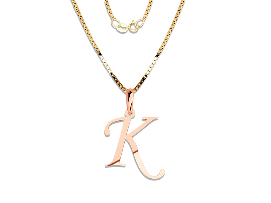COLGANTE DE INICIAL EN CADENA DE ORO DE 14K