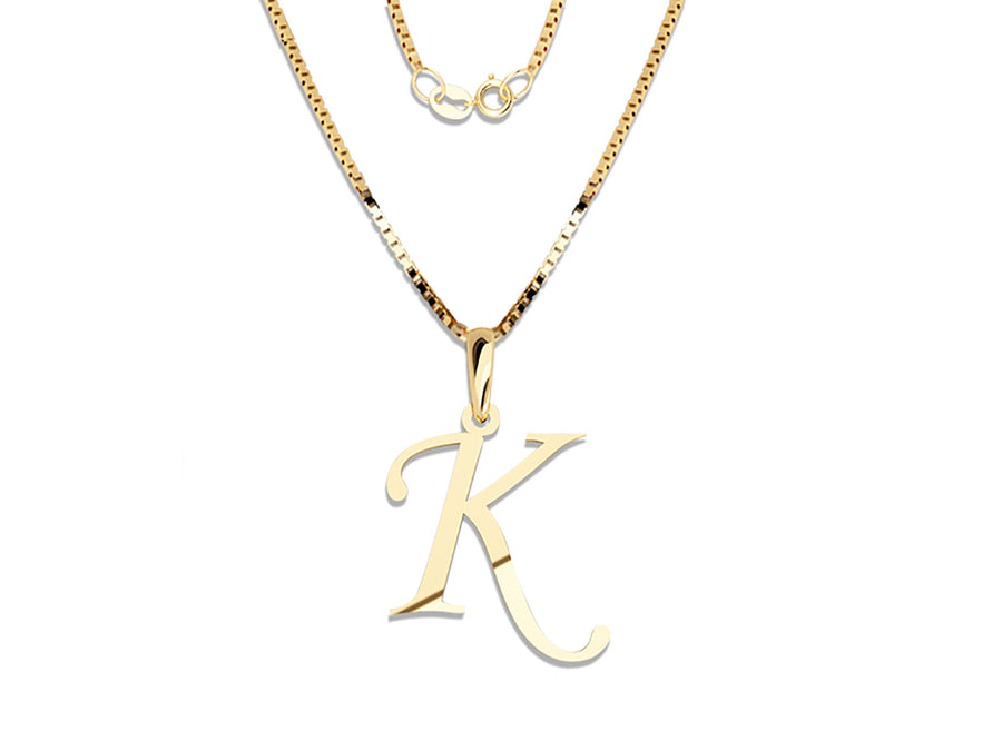 COLGANTE DE INICIAL EN CADENA DE ORO DE 14K