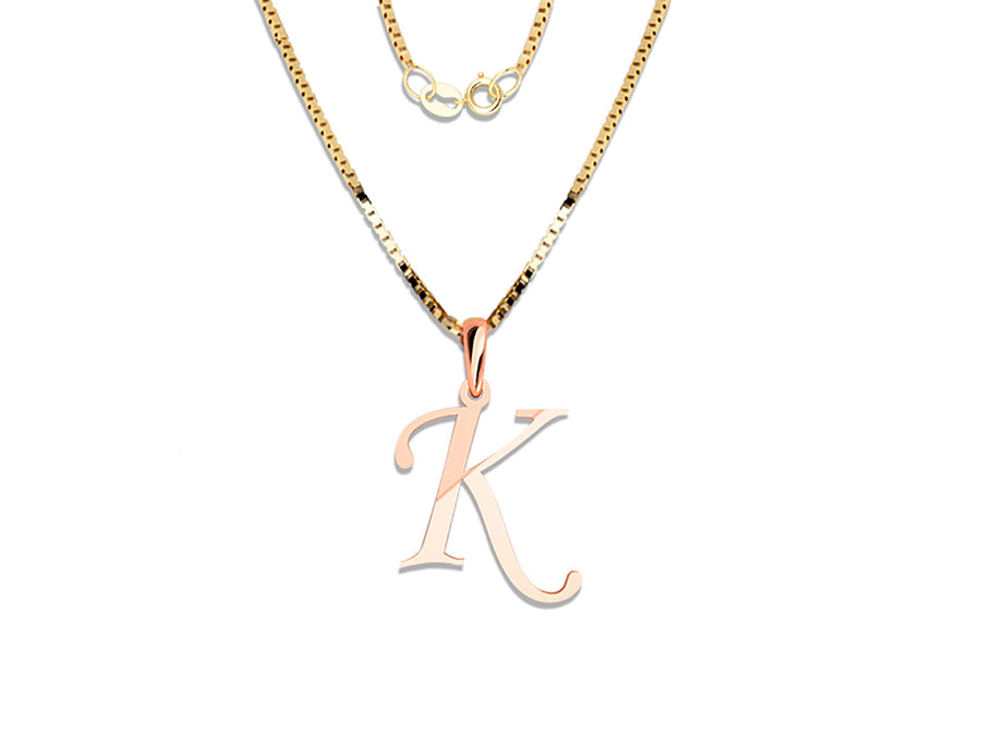 COLGANTE DE INICIAL EN CADENA DE ORO DE 14K