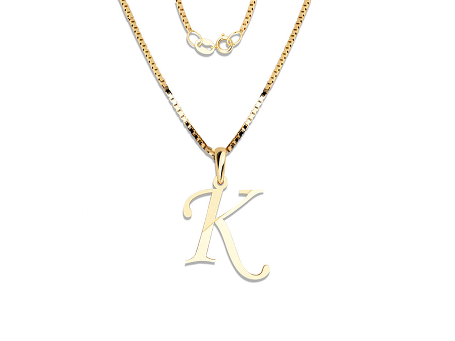 COLGANTE DE INICIAL EN CADENA DE ORO DE 14K