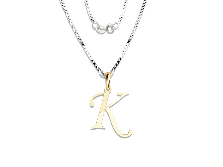 COLGANTE DE INICIAL EN CADENA DE ORO DE 14K