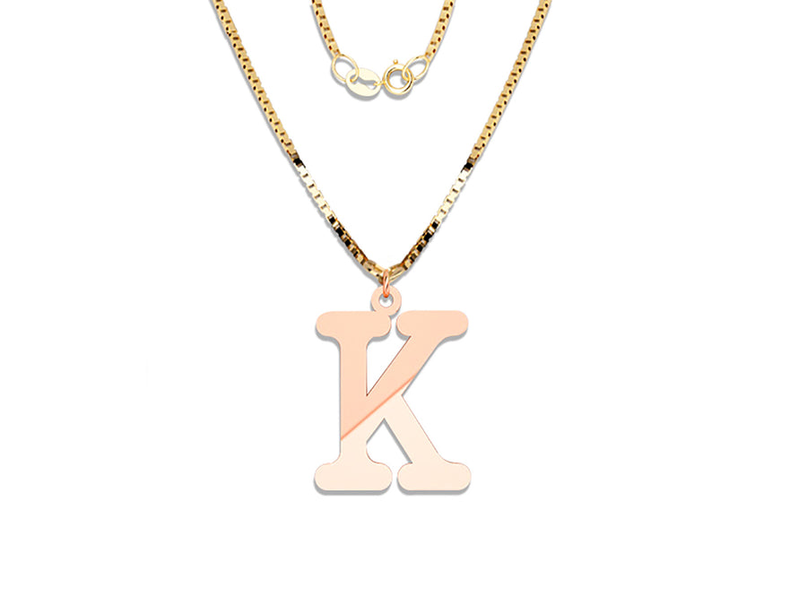 COLGANTE DE INICIAL EN CADENA DE ORO DE 14K