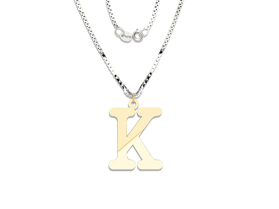 COLGANTE DE INICIAL EN CADENA DE ORO DE 14K