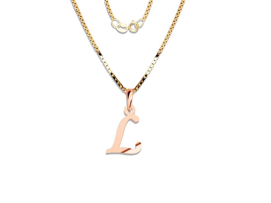 COLGANTE DE INICIAL EN CADENA DE ORO DE 14K