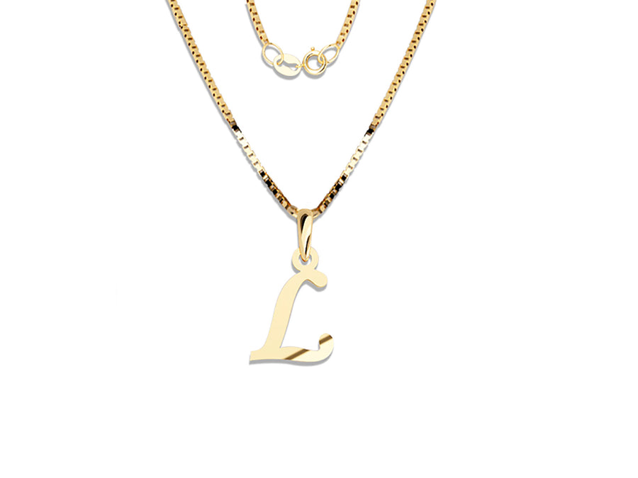 COLGANTE DE INICIAL EN CADENA DE ORO DE 14K