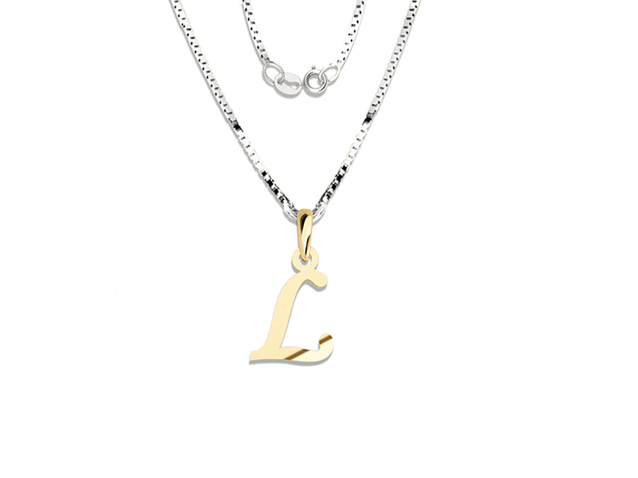 COLGANTE DE INICIAL EN CADENA DE ORO DE 14K