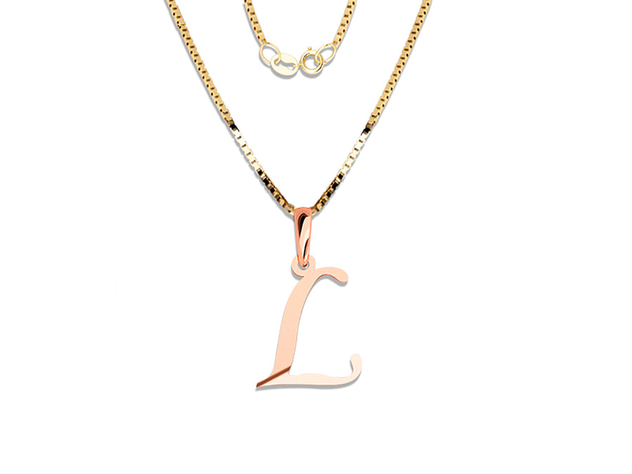 COLGANTE DE INICIAL EN CADENA DE ORO DE 14K