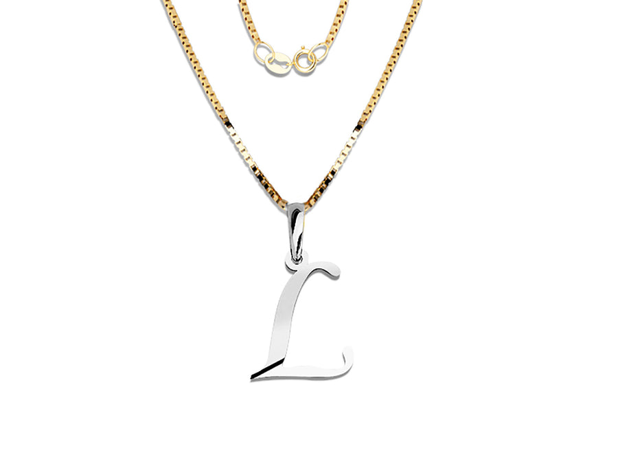 COLGANTE DE INICIAL EN CADENA DE ORO DE 14K