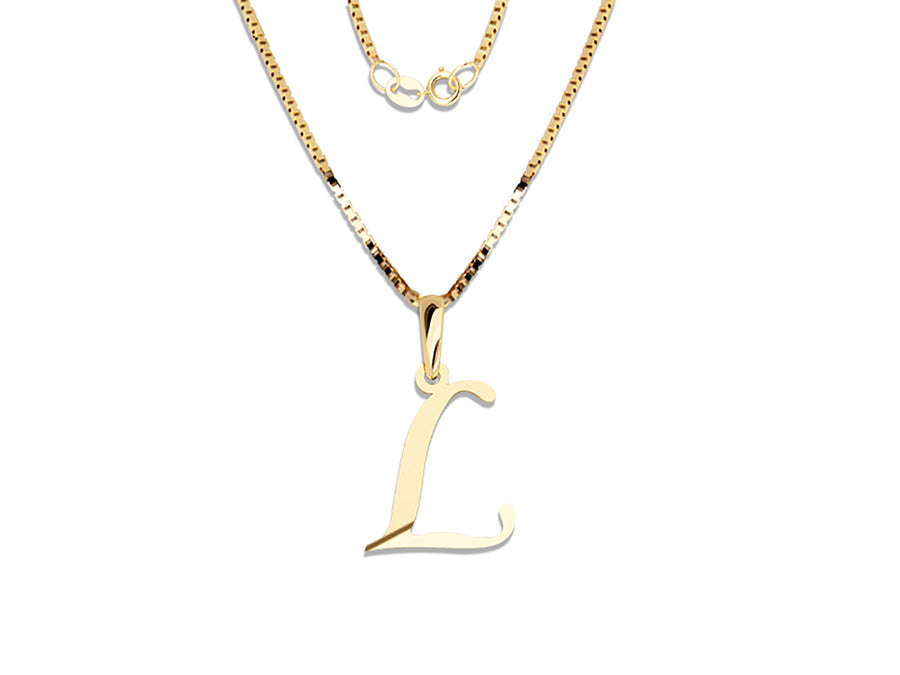 COLGANTE DE INICIAL EN CADENA DE ORO DE 14K