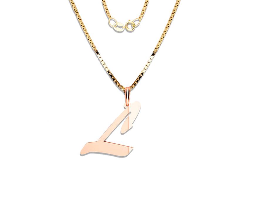 COLGANTE DE INICIAL EN CADENA DE ORO DE 14K