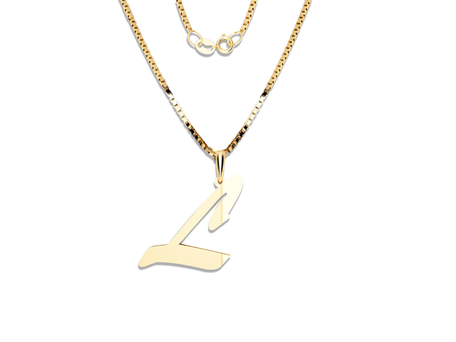 COLGANTE DE INICIAL EN CADENA DE ORO DE 14K