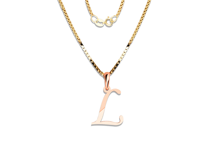 COLGANTE DE INICIAL EN CADENA DE ORO DE 14K